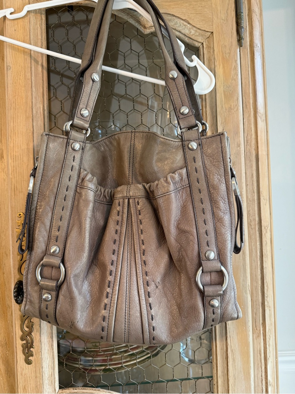 b. makowsky Brown Leather Shoulder Tote